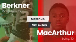 Matchup: Berkner  vs. MacArthur  2020