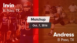 Matchup: Irvin  vs. Andress  2016