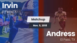 Matchup: Irvin  vs. Andress  2018