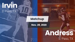 Matchup: Irvin  vs. Andress  2020
