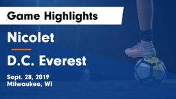 Nicolet  vs D.C. Everest  Game Highlights - Sept. 28, 2019