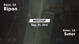 Matchup: Ripon vs. Sutter  2016