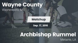 Matchup: Wayne County High vs. Archbishop Rummel  2016