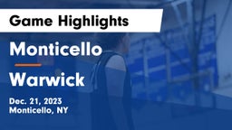 Monticello  vs Warwick  Game Highlights - Dec. 21, 2023