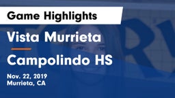 Vista Murrieta  vs Campolindo HS Game Highlights - Nov. 22, 2019