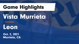 Vista Murrieta  vs Leon  Game Highlights - Oct. 2, 2021