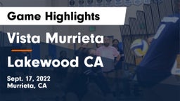 Vista Murrieta  vs Lakewood CA Game Highlights - Sept. 17, 2022