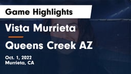 Vista Murrieta  vs Queens Creek AZ Game Highlights - Oct. 1, 2022