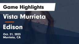 Vista Murrieta  vs Edison Game Highlights - Oct. 21, 2023
