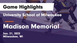 University School of Milwaukee vs Madison Memorial  Game Highlights - Jan. 21, 2023