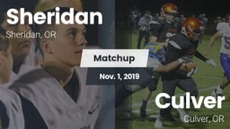 Matchup: Sheridan  vs. Culver  2019