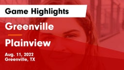 Greenville  vs Plainview Game Highlights - Aug. 11, 2022