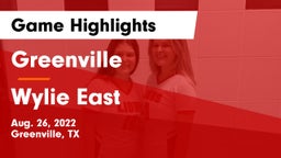 Greenville  vs Wylie East  Game Highlights - Aug. 26, 2022