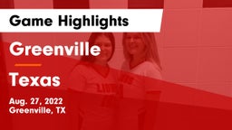 Greenville  vs Texas  Game Highlights - Aug. 27, 2022