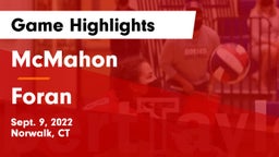 McMahon  vs Foran  Game Highlights - Sept. 9, 2022