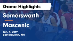 Somersworth  vs Mascenic  Game Highlights - Jan. 4, 2019