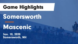 Somersworth  vs Mascenic  Game Highlights - Jan. 10, 2020