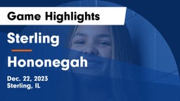Sterling  vs Hononegah  Game Highlights - Dec. 22, 2023