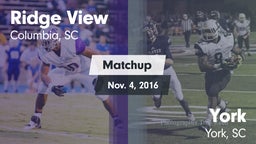 Matchup: Ridge View High vs. York  2016