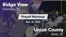 Matchup: Ridge View High vs. Union County  2016