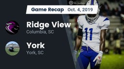 Recap: Ridge View  vs. York  2019