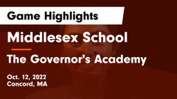 Middlesex School vs The Governor's Academy  Game Highlights - Oct. 12, 2022