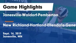 Janesville-Waldorf-Pemberton  vs New Richland-Hartland-Ellendale-Geneva  Game Highlights - Sept. 16, 2019