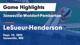 Janesville-Waldorf-Pemberton  vs LeSueur-Henderson  Game Highlights - Sept. 24, 2022