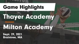 Thayer Academy  vs Milton Academy Game Highlights - Sept. 29, 2021