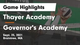 Thayer Academy  vs Governor's Academy  Game Highlights - Sept. 25, 2021