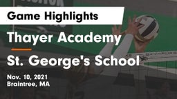 Thayer Academy  vs St. George's School Game Highlights - Nov. 10, 2021