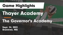 Thayer Academy  vs The Governor's Academy  Game Highlights - Sept. 24, 2022
