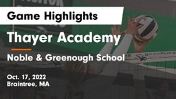 Thayer Academy  vs Noble & Greenough School Game Highlights - Oct. 17, 2022