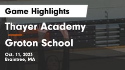 Thayer Academy  vs Groton School  Game Highlights - Oct. 11, 2023