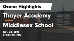 Thayer Academy  vs Middlesex School Game Highlights - Oct. 28, 2023
