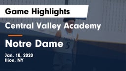 Central Valley Academy vs Notre Dame  Game Highlights - Jan. 10, 2020
