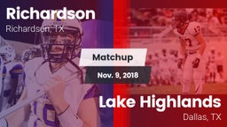 Matchup: Richardson High vs. Lake Highlands  2018