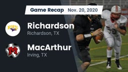 Recap: Richardson  vs. MacArthur  2020