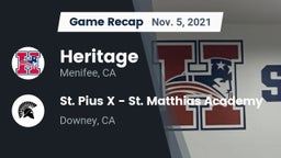 Recap: Heritage  vs. St. Pius X - St. Matthias Academy 2021