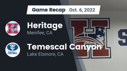 Recap: Heritage  vs. Temescal Canyon  2022