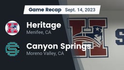 Recap: Heritage  vs. Canyon Springs  2023
