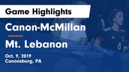 Canon-McMillan  vs Mt. Lebanon  Game Highlights - Oct. 9, 2019