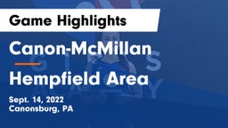 Canon-McMillan  vs Hempfield Area  Game Highlights - Sept. 14, 2022