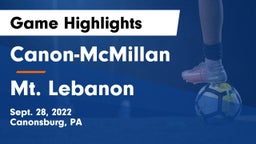 Canon-McMillan  vs Mt. Lebanon  Game Highlights - Sept. 28, 2022