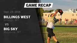 Recap: Billings West  vs. Big Sky  2016