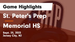 St. Peter's Prep  vs Memorial HS Game Highlights - Sept. 25, 2023