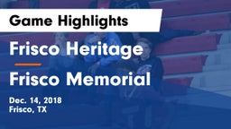 Frisco Heritage  vs Frisco Memorial  Game Highlights - Dec. 14, 2018