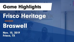 Frisco Heritage  vs Braswell  Game Highlights - Nov. 15, 2019