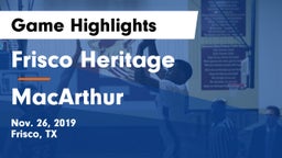 Frisco Heritage  vs MacArthur  Game Highlights - Nov. 26, 2019