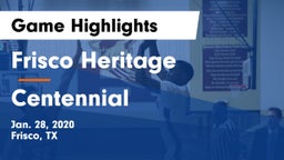 Frisco Heritage  vs Centennial  Game Highlights - Jan. 28, 2020